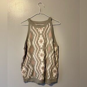 Boutique Sleeveless Sweater. XL 100% Cotton
Gray, white, light pink.